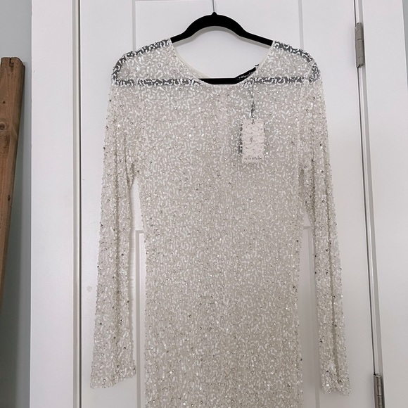 Retrofete Heidi Handmade Sequin Sheer Maxi Dress White NEW with tags - Picture 4 of 11